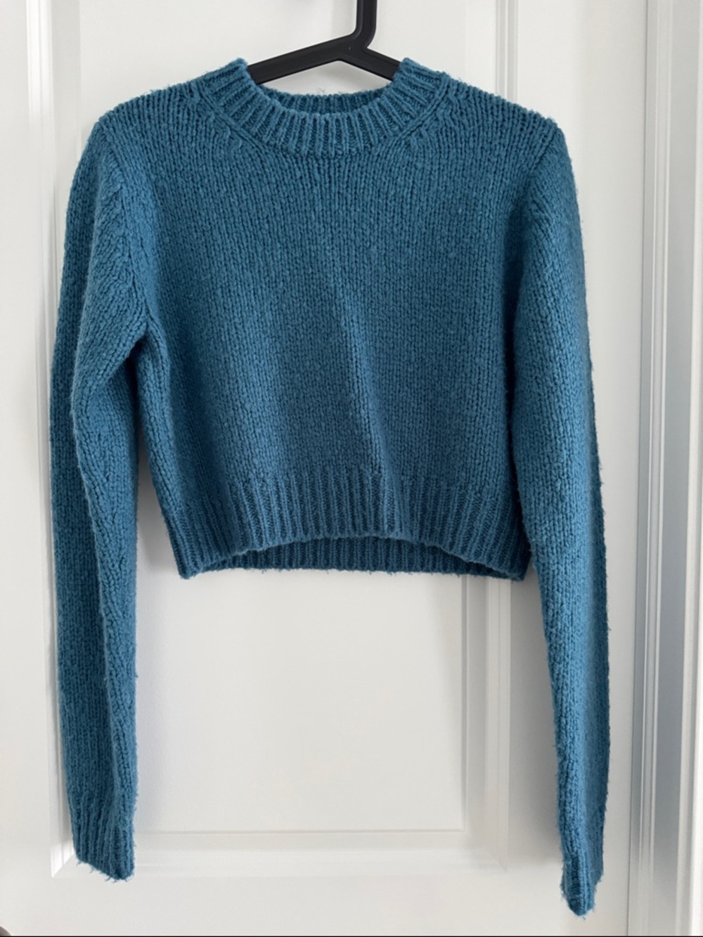 Auralee Blue Cropped Crewneck Sweater - Women